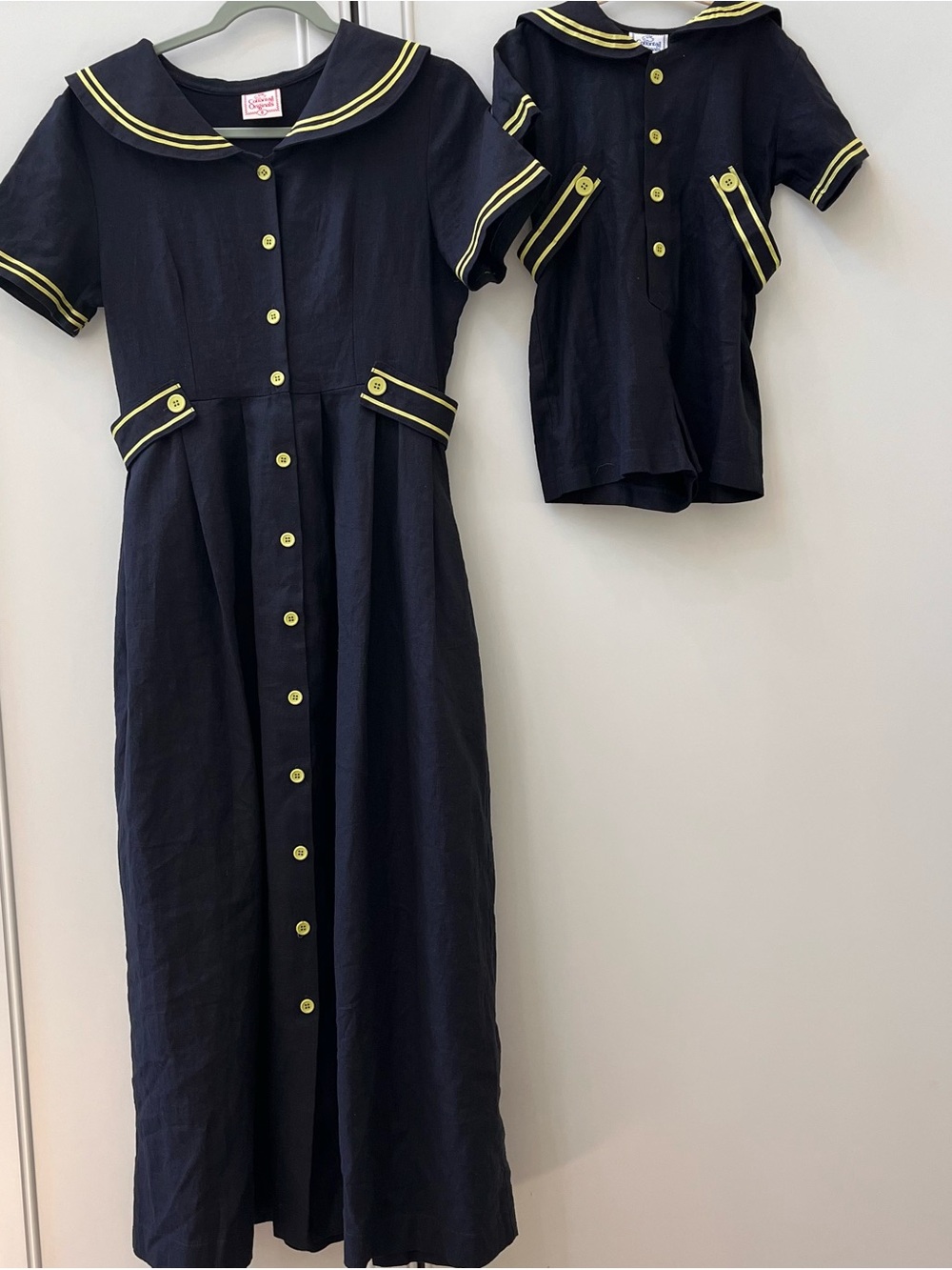 Vintage Cottontail Originals Linen Matching Set Sailor Collar Women 8 Toddler 3T